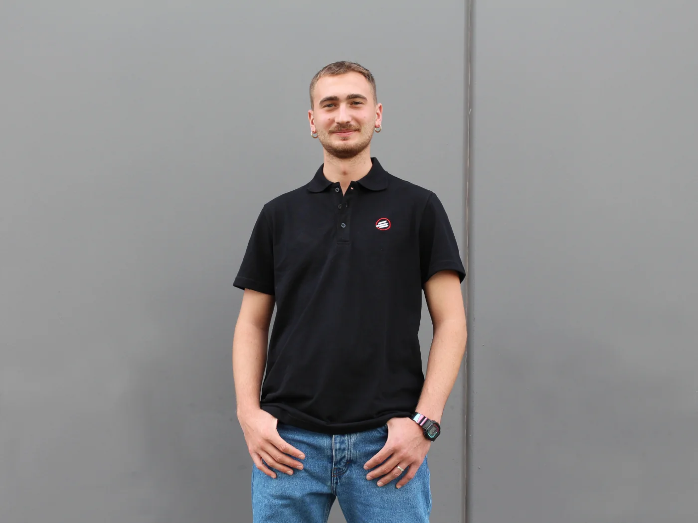 Czarna koszulka Sabfoil polo — rozmiar L